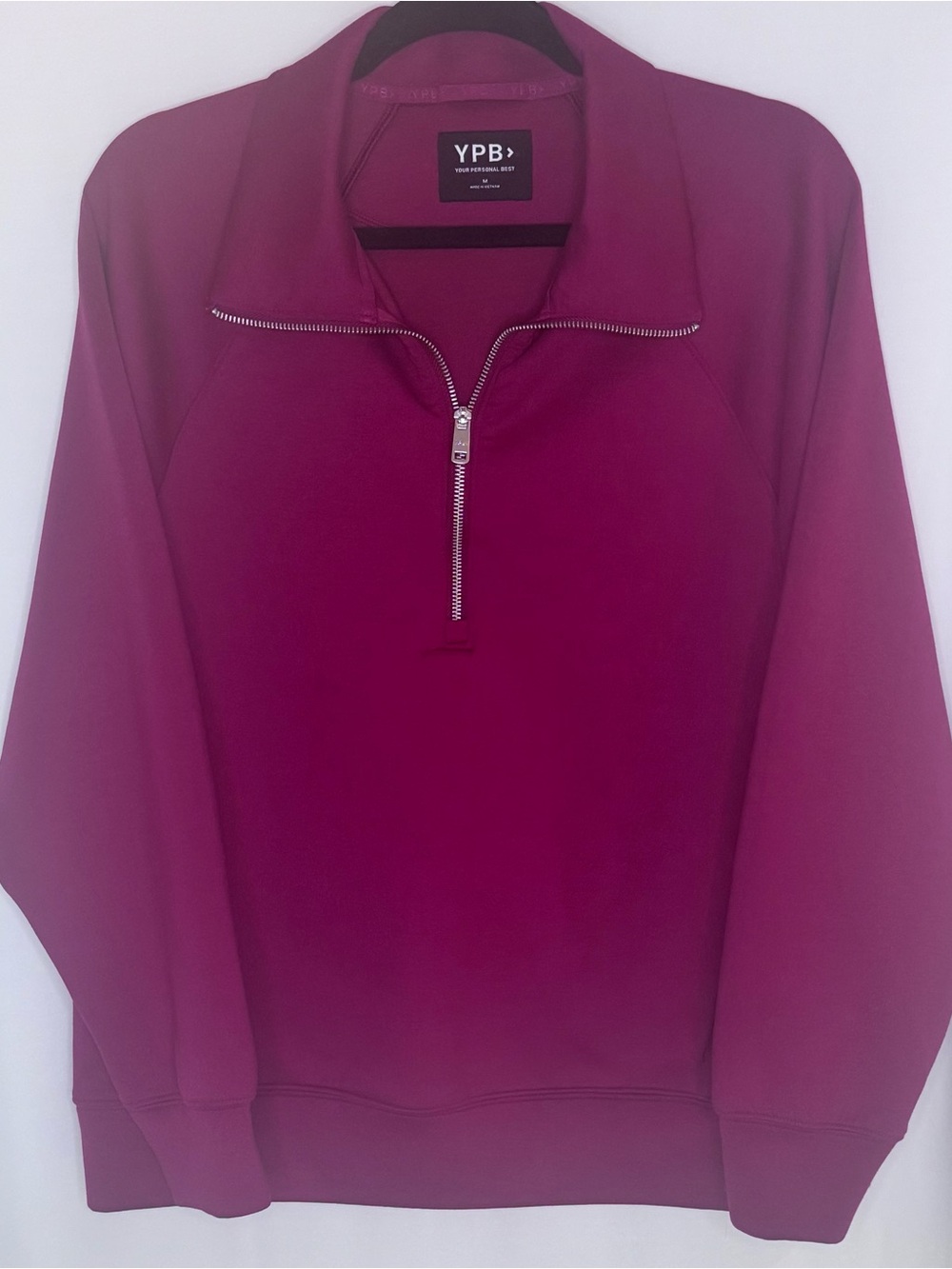 Abercrombie YPB Scuba Style Quarter Zip Pullover Berry Pink/Raspberry Size M